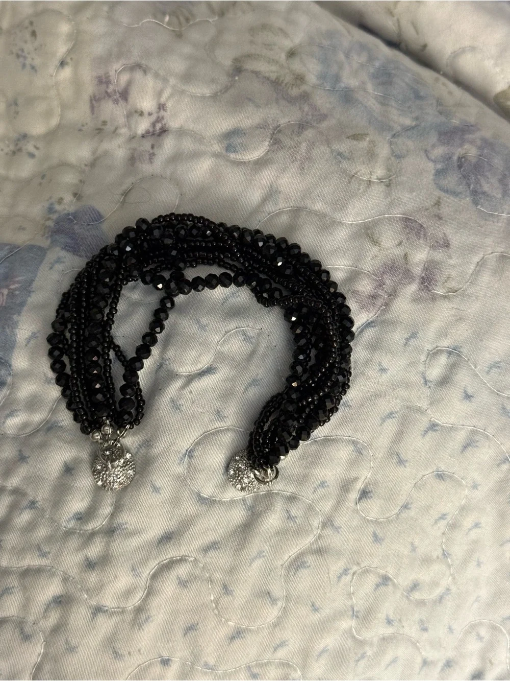 NWT-Crystal bead bracelet with pave magnetic clasp